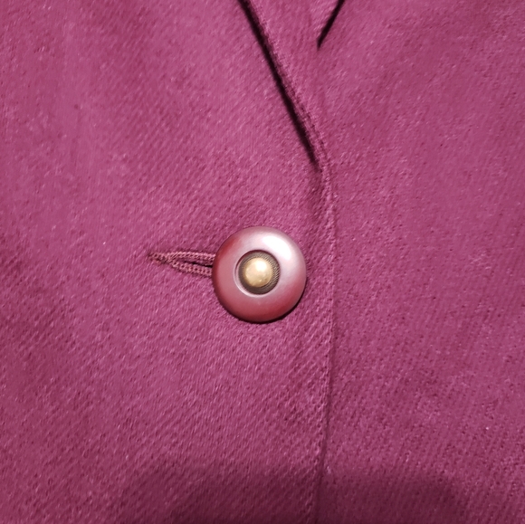 90s Vintage Sag Harbor 100% Wool Burgundy Blazer Size 4 Petite - Picture 7 of 11